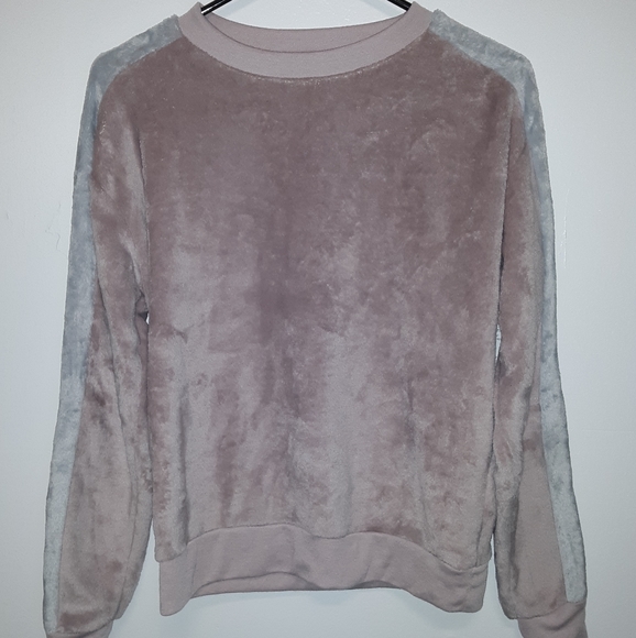 Tops - Buttery Soft Velour Pink/Silver Sweatshirt NWT